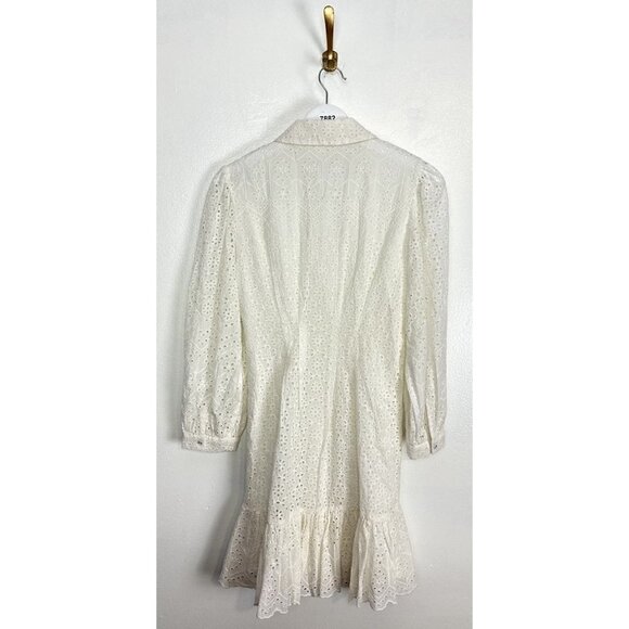 VERONICA BEARD Kylan Eyelet Cotton Shirtdress in White Size 2 - Picture 7 of 12